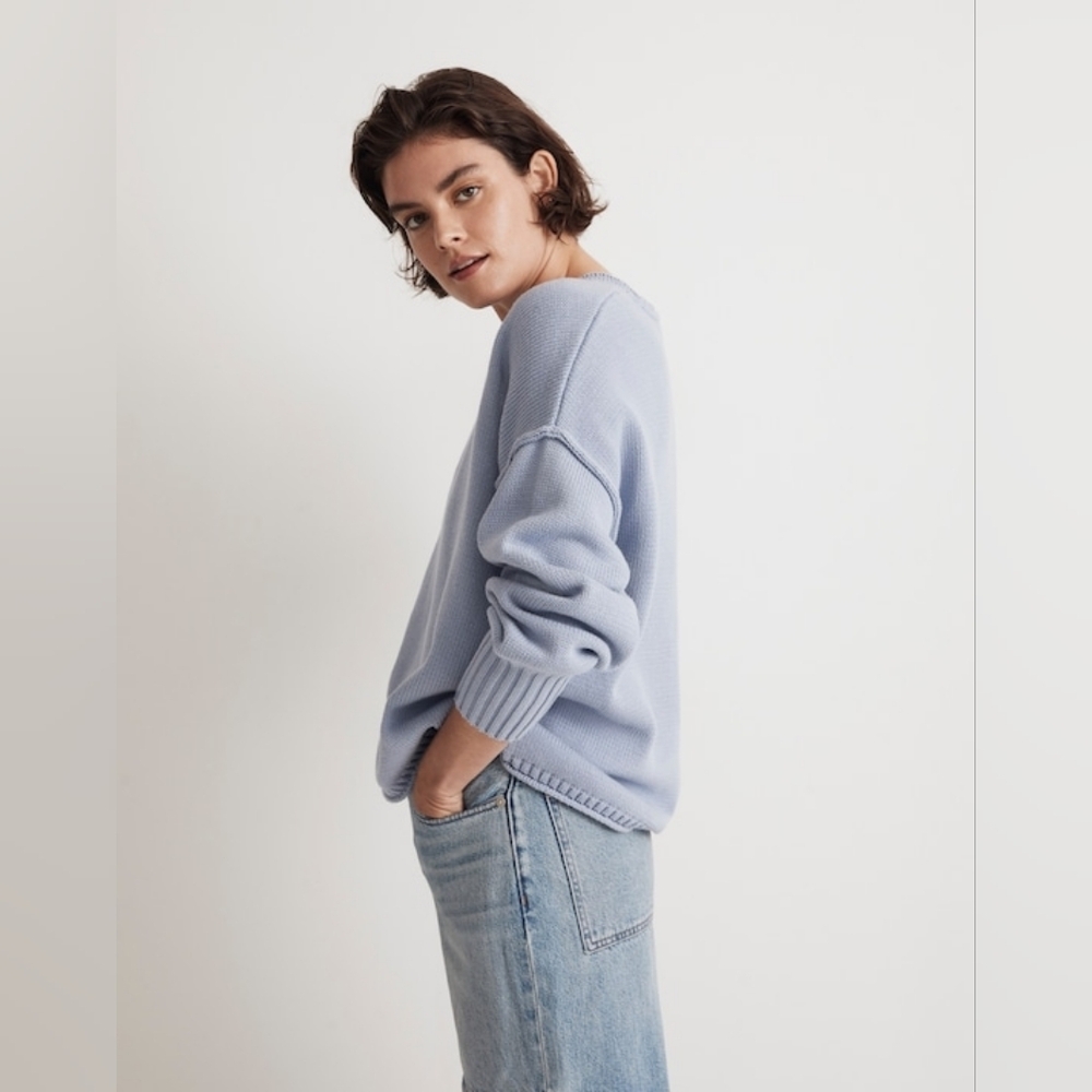 Madewell Conway Pullover Sweater In Craft Blue Size S - Picture 2 of 8